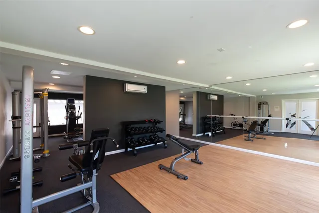 a view of a room with gym equipment