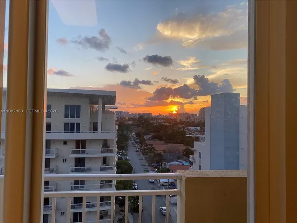 a view of a balcony with an outdoor space