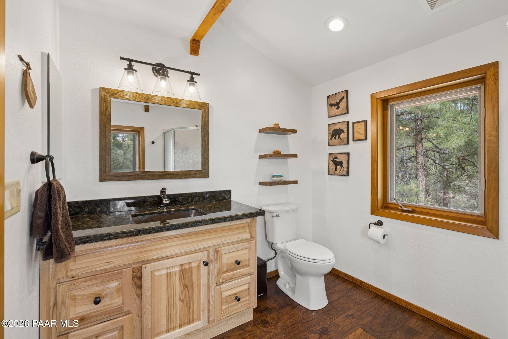 35 East Colonels Way Prescott, AZ 86303 - Photo 39 of 70 a bathroom with a toilet a sink and a mirror