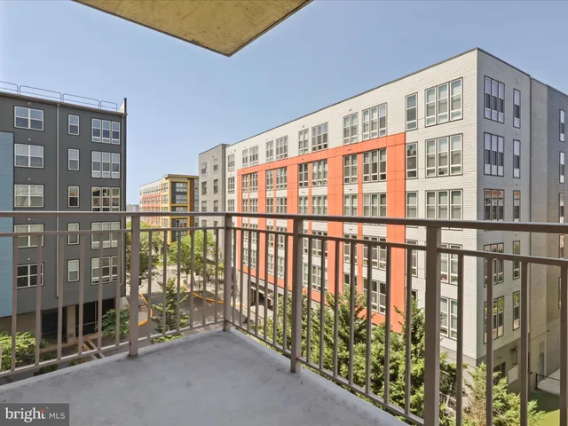 a view of a building from a balcony
