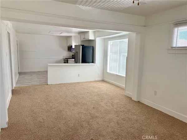 a view of a big room with closet and windows