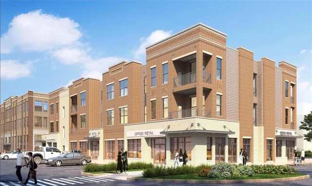 a front view of a building