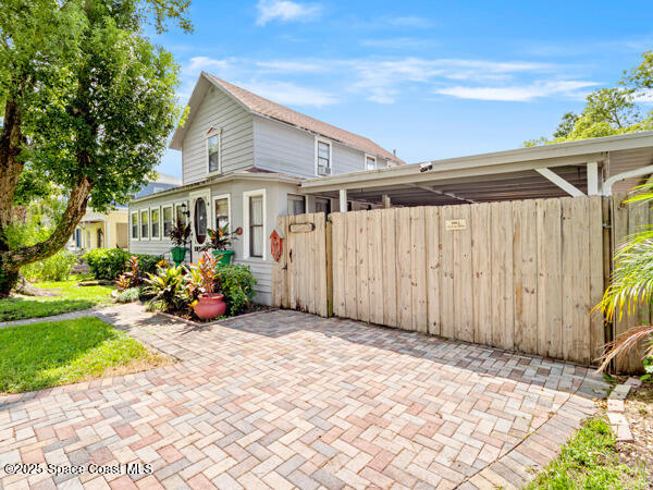 a view of a house with a patio