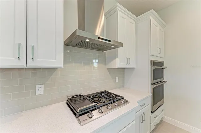 a stove top oven sitting inside of a kitchen