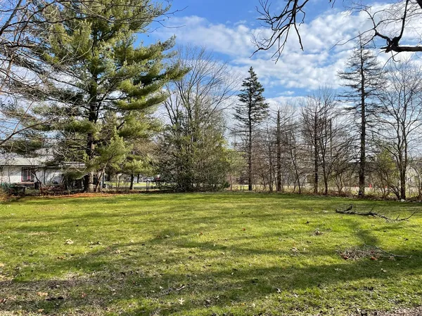 a big yard with trees in the background