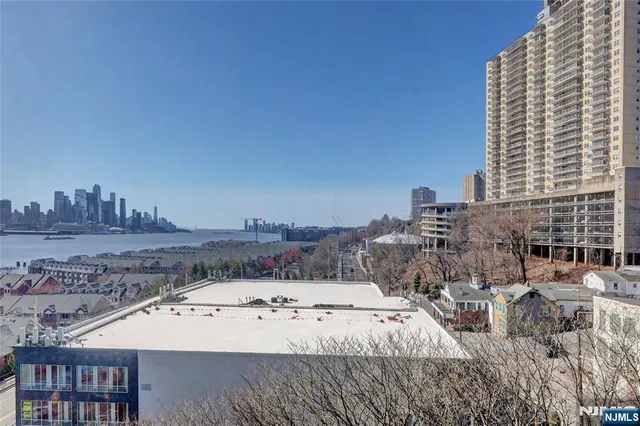 a view of a lake with a terrace