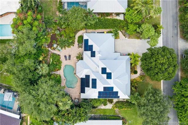 an aerial view of a house