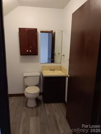 a bathroom with a toilet a sink and mirror