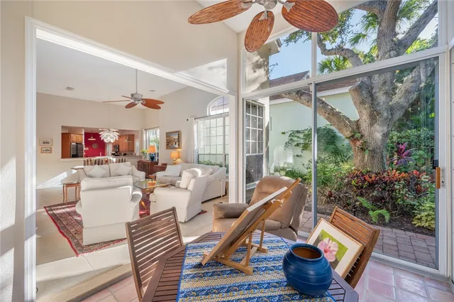 a view of a tree with yard