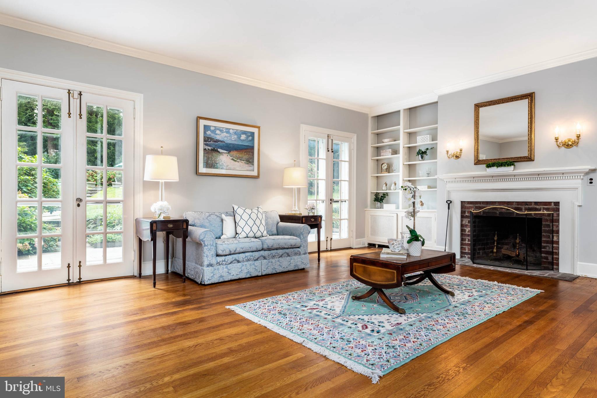 795 Harrison Road Villanova, PA 19085 - Photo 8 of 55 Living Room with French Doors to Patio
