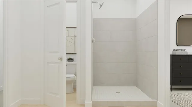 a bathroom with a shower