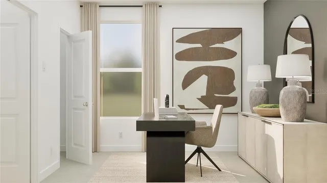 a view of dining room with furniture and wooden floor