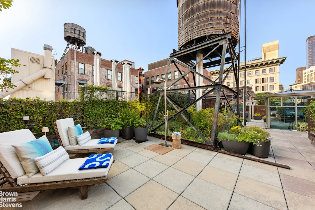 7 East 17th Street, Unit PHS Manhattan, NY 10003 - Photo 24 of 26 a view of a terrace with furniture and a fire pit
