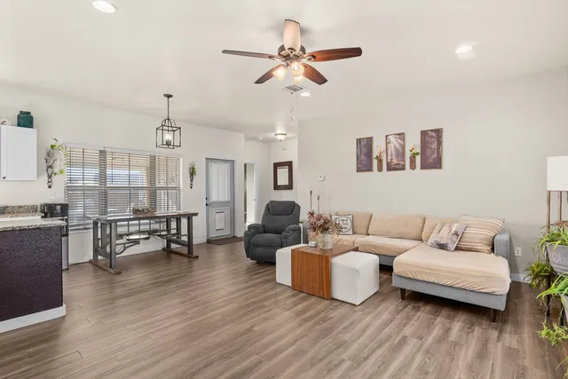 a living room with furniture