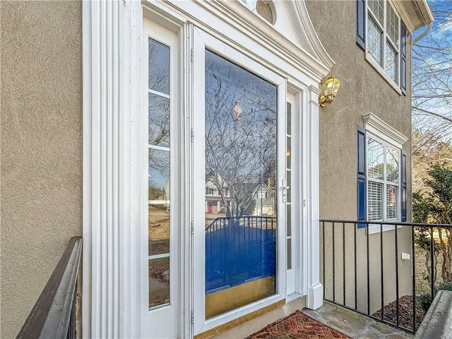a view of a balcony from door