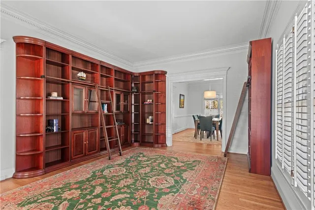 a living room with a furniture and a rug