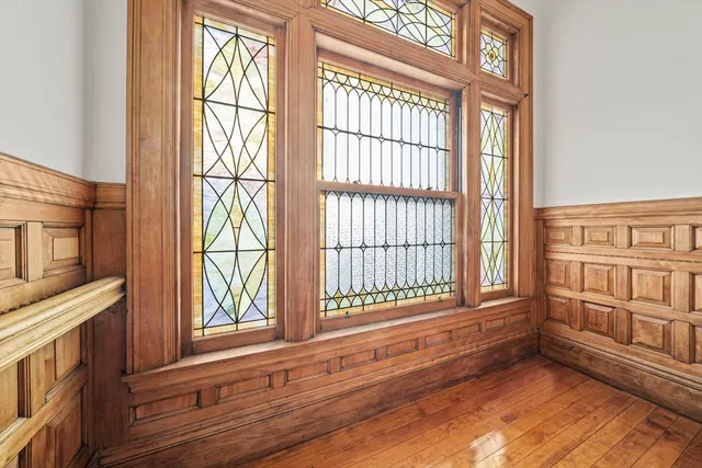 an empty room with windows