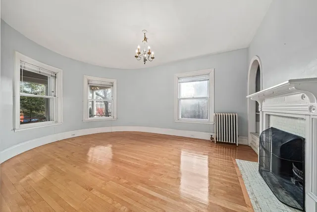 a view of livingroom with furniture window and fireplace
