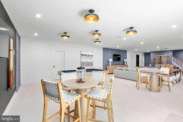 a view of a dining area with furniture