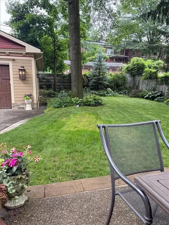 a view of a flower in a yard