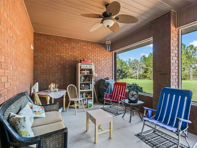 a view of outdoor space with garden and seating