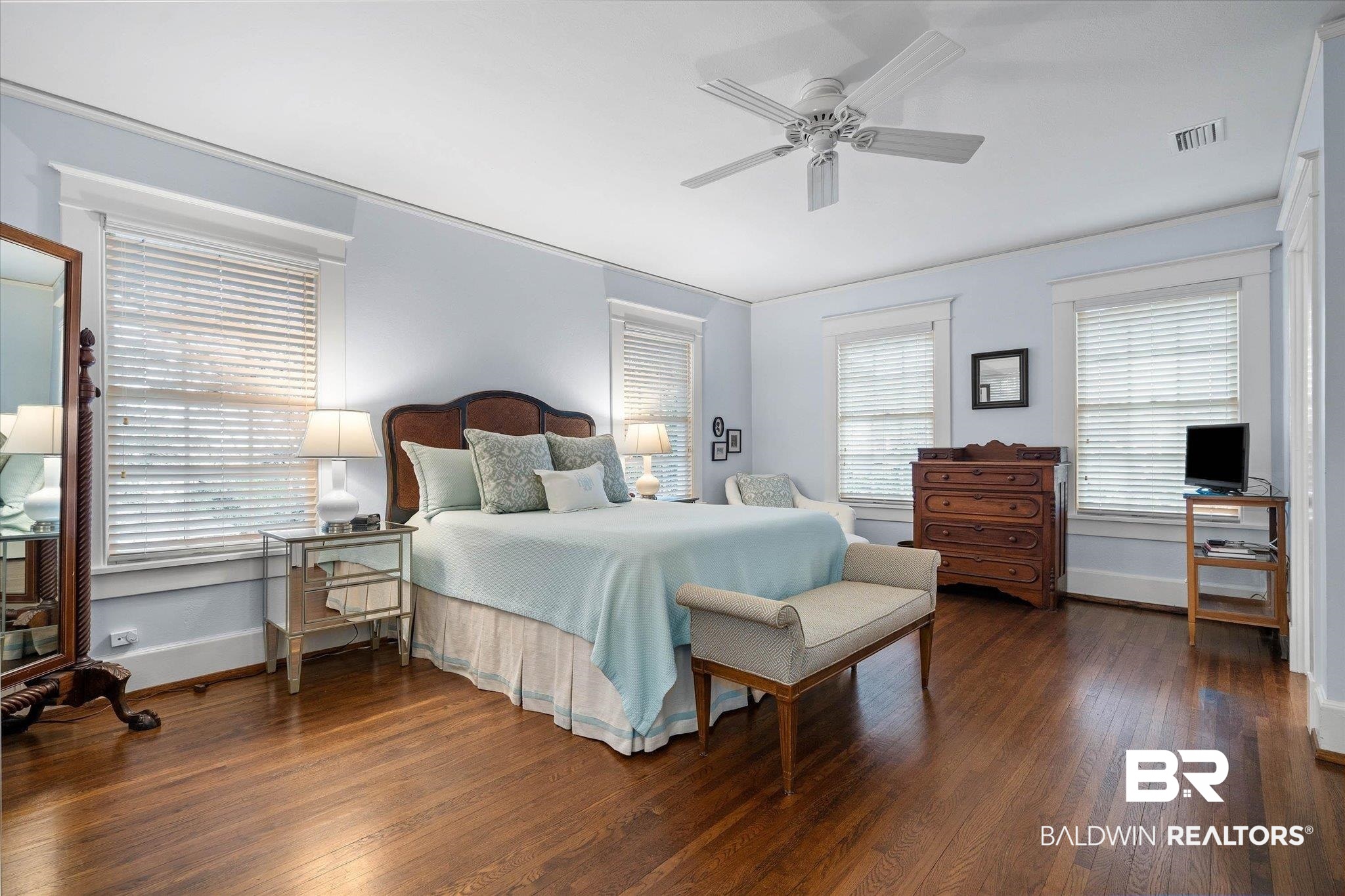 2 Westgate Road Mobile, AL 36608 - Photo 25 of 63 Bedroom with dark wood-style flooring and ceiling fan