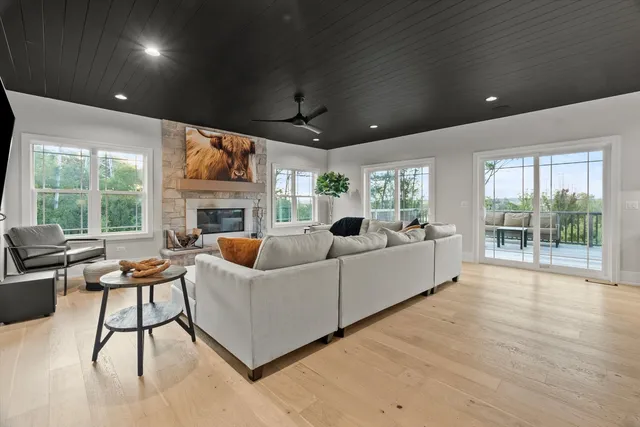 a open kitchen with a table and chairs in it