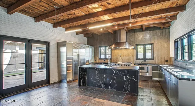 a kitchen with lots of counter top space