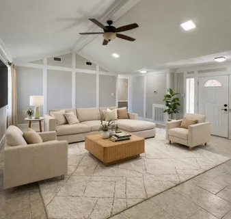 a view of an house with backyard space and garden