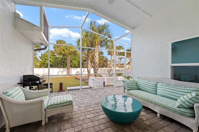 a view of a porch with a yard