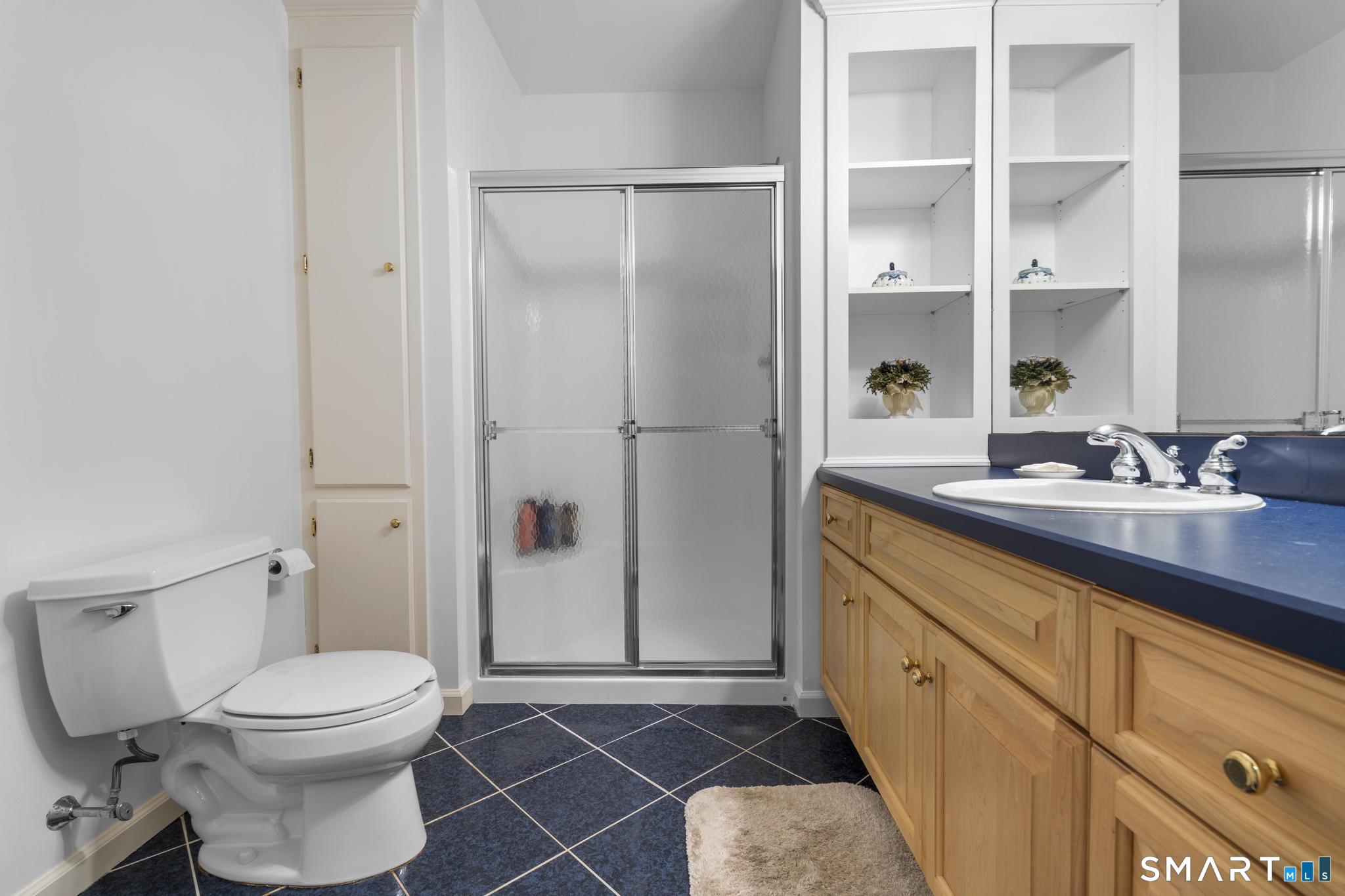 8 Maplewood Lane Wilton, CT 06897 - Photo 38 of 40 a bathroom with a sink a toilet and shower