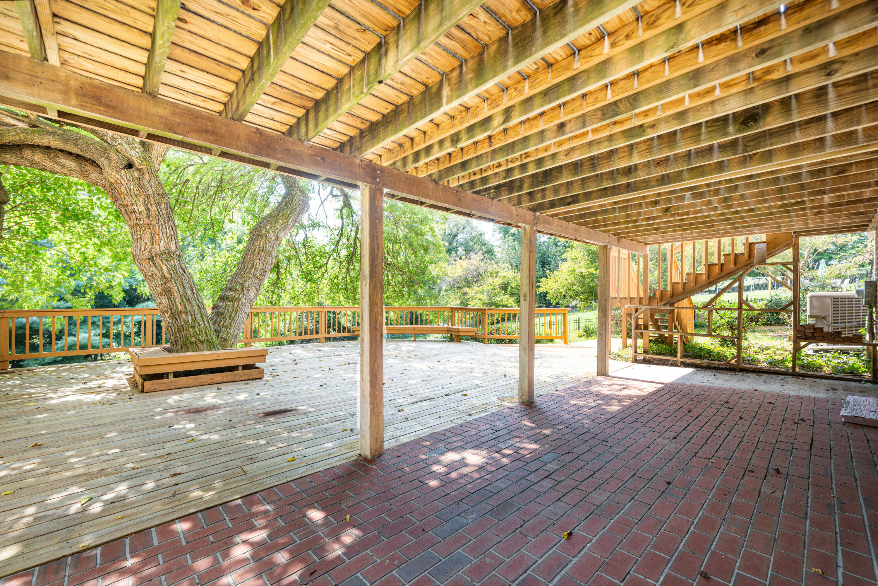 803 Red Lane Salem, VA 24153 - Photo 19 of 24 a view of a patio with wooden floor and roof with city view