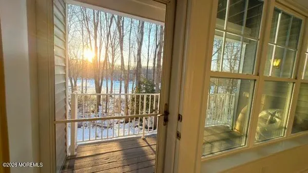 a view of wooden balcony