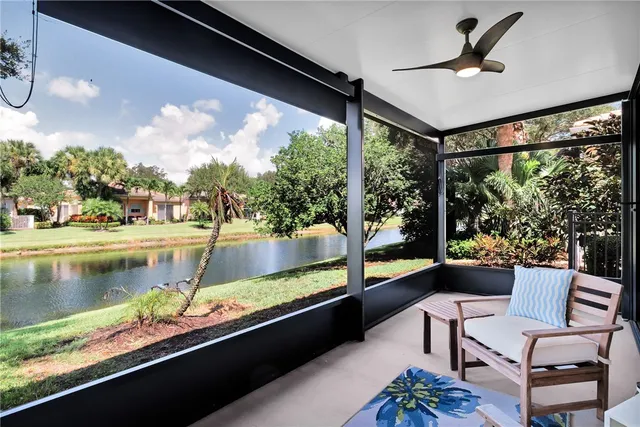 a view of swimming pool from a balcony