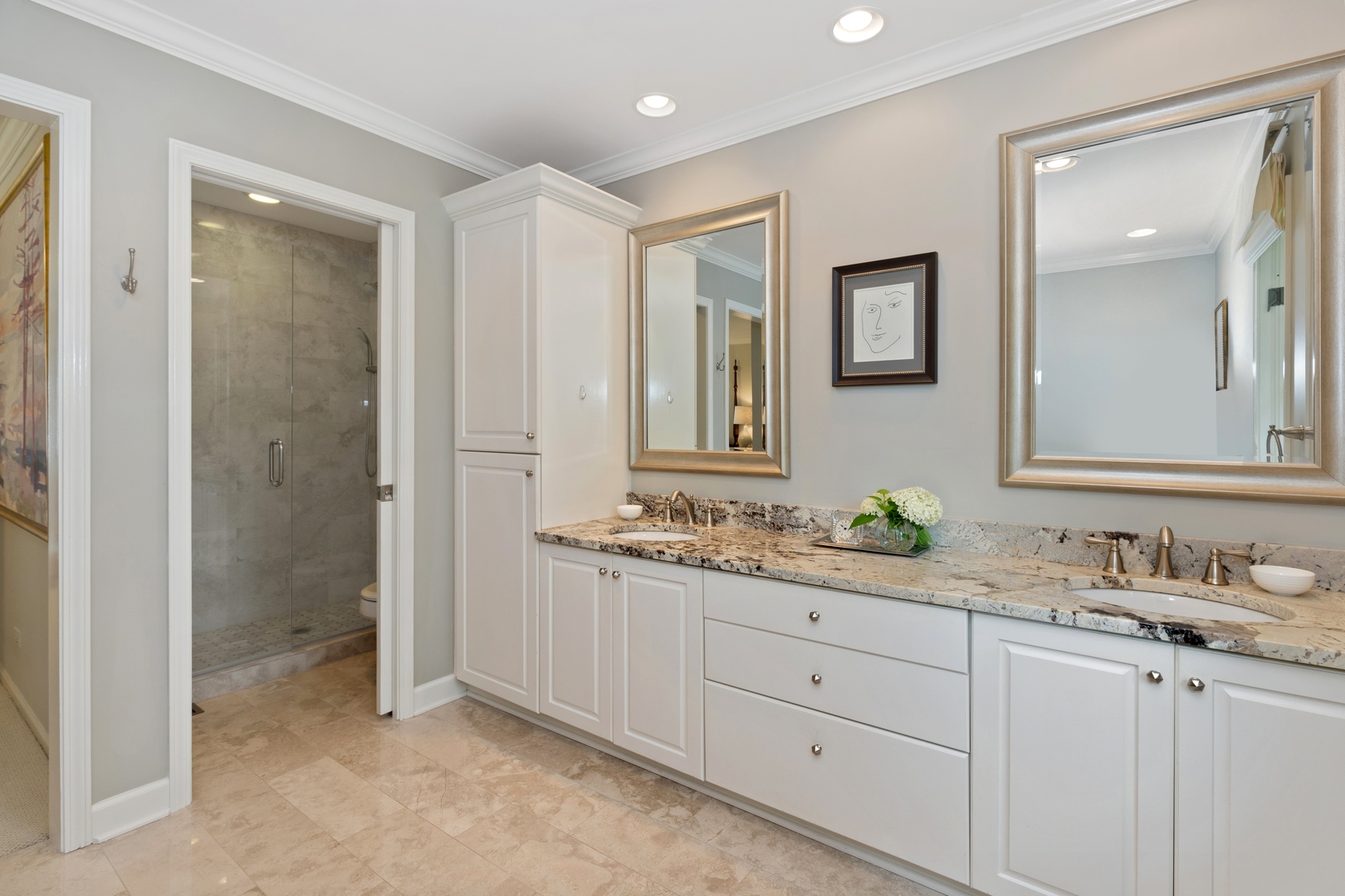 390 South Basswood Road Lake Forest, IL 60045 - Photo 19 of 38 a bathroom with double sink and a mirror