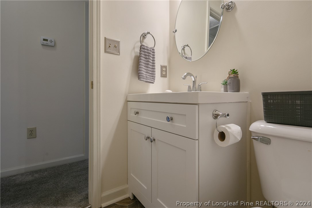 51 Overlook Road Cameron, NC 28326 - Photo 32 of 40 a bathroom with a sink and mirror with toilet