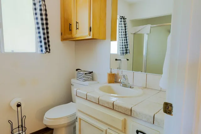 a bathroom with a sink and a toilet
