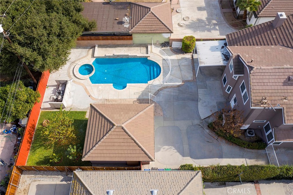 849 Balboa Drive Arcadia, CA 91007 - Photo 7 of 54 an aerial view of a house with swimming pool and outdoor seating
