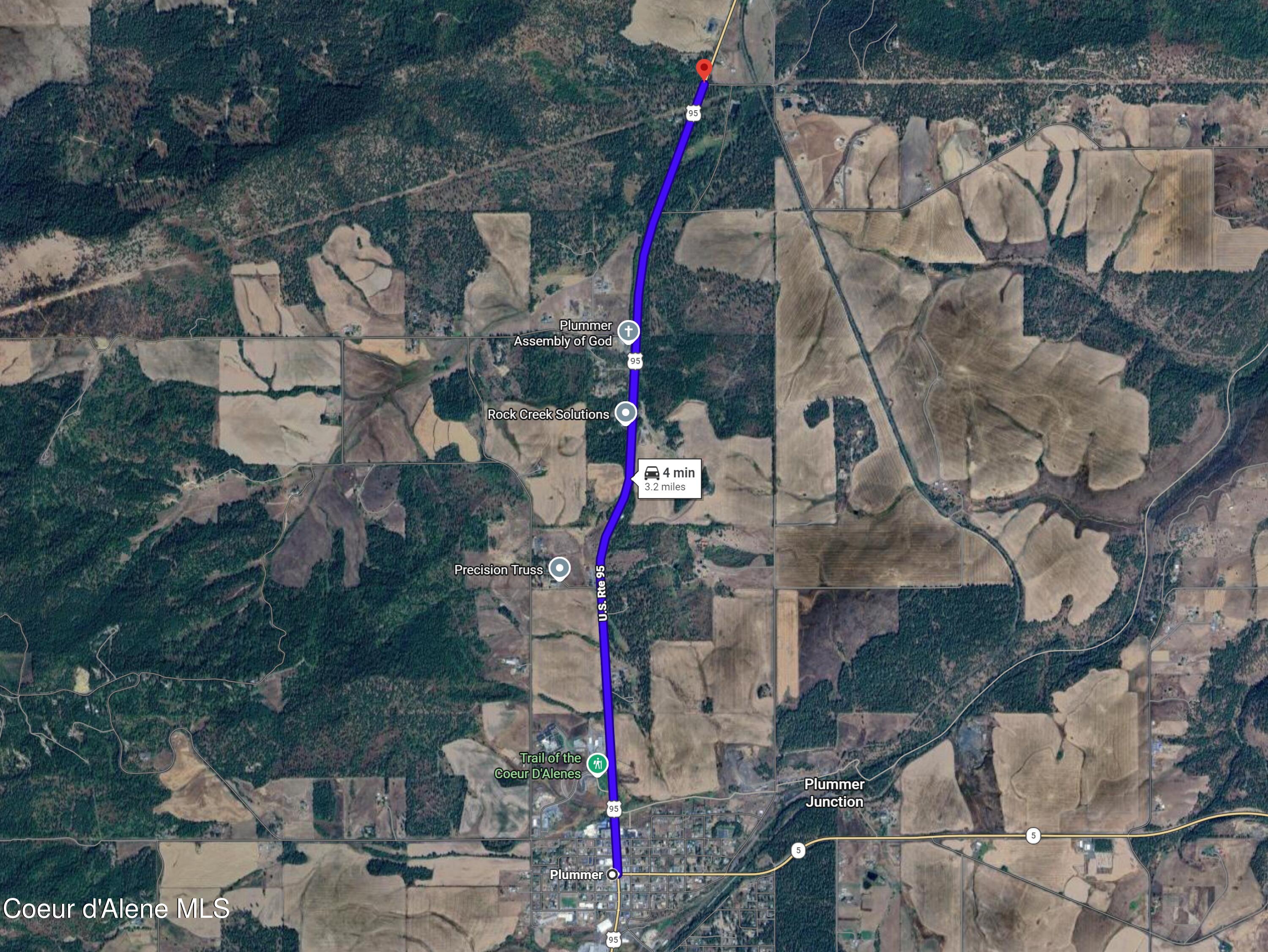 15 Acres Worley, ID 83876 - Photo 14 of 20 DISTANCE TO PLUMMER AND TRAIL OF THE COE
