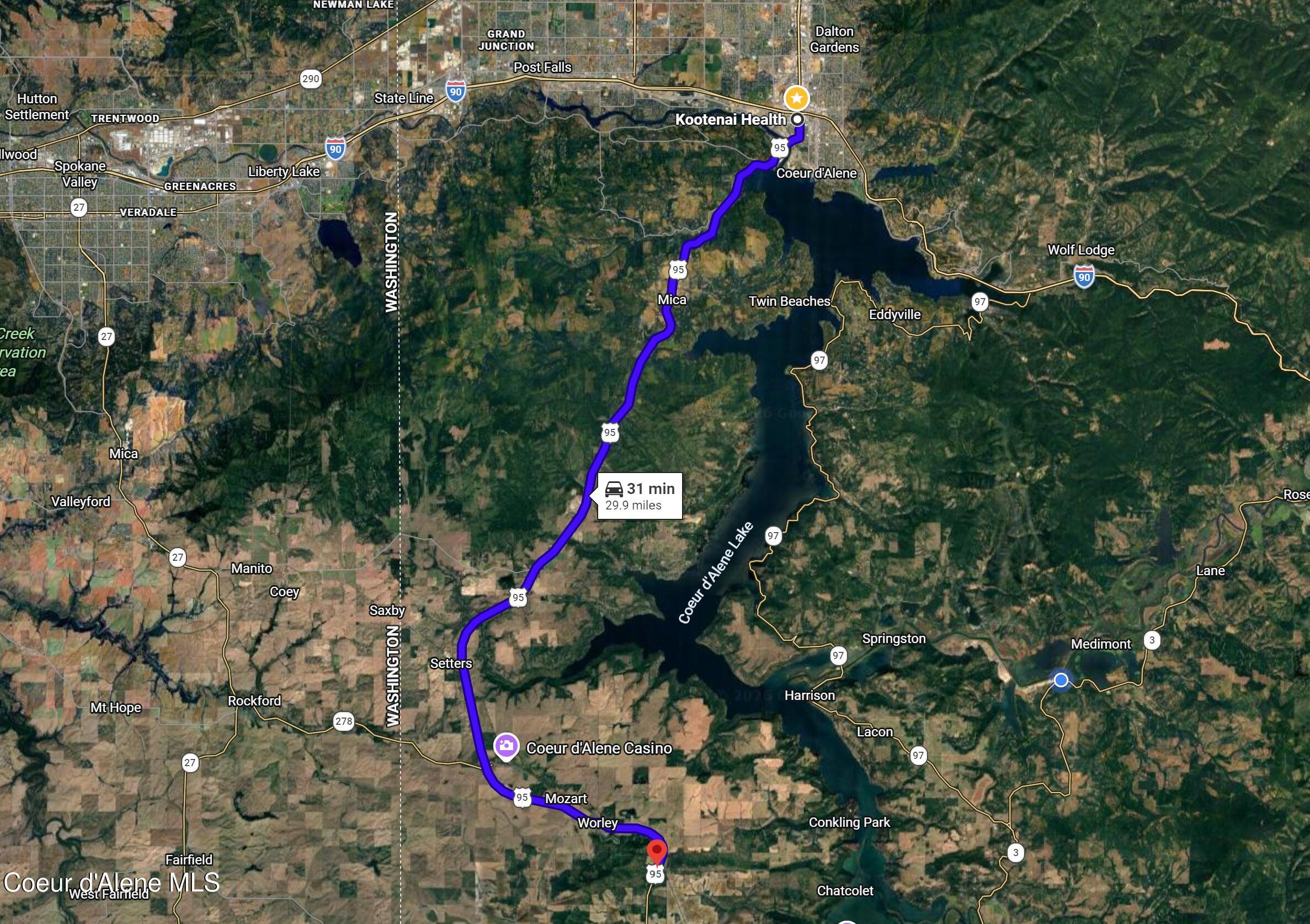15 Acres Worley, ID 83876 - Photo 15 of 20 DISTANCE TO KOOTENAI HEALTH