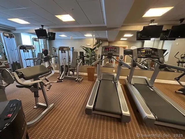 a view of a room with gym equipment