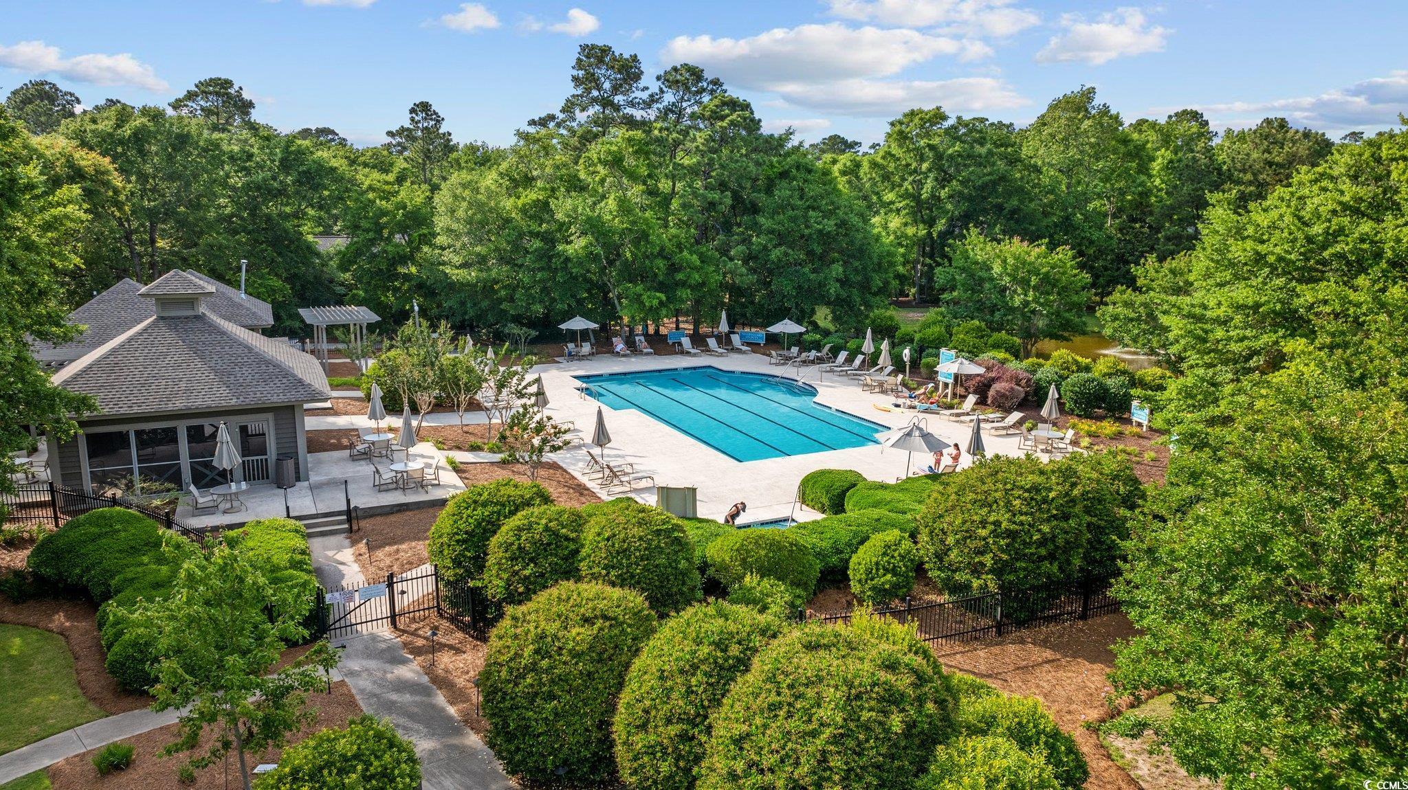 1221 Tidewater Drive, Unit 412 North Myrtle Beach, SC 29582 - Photo 36 of 36 Drone / aerial view of a pool and a large body of water