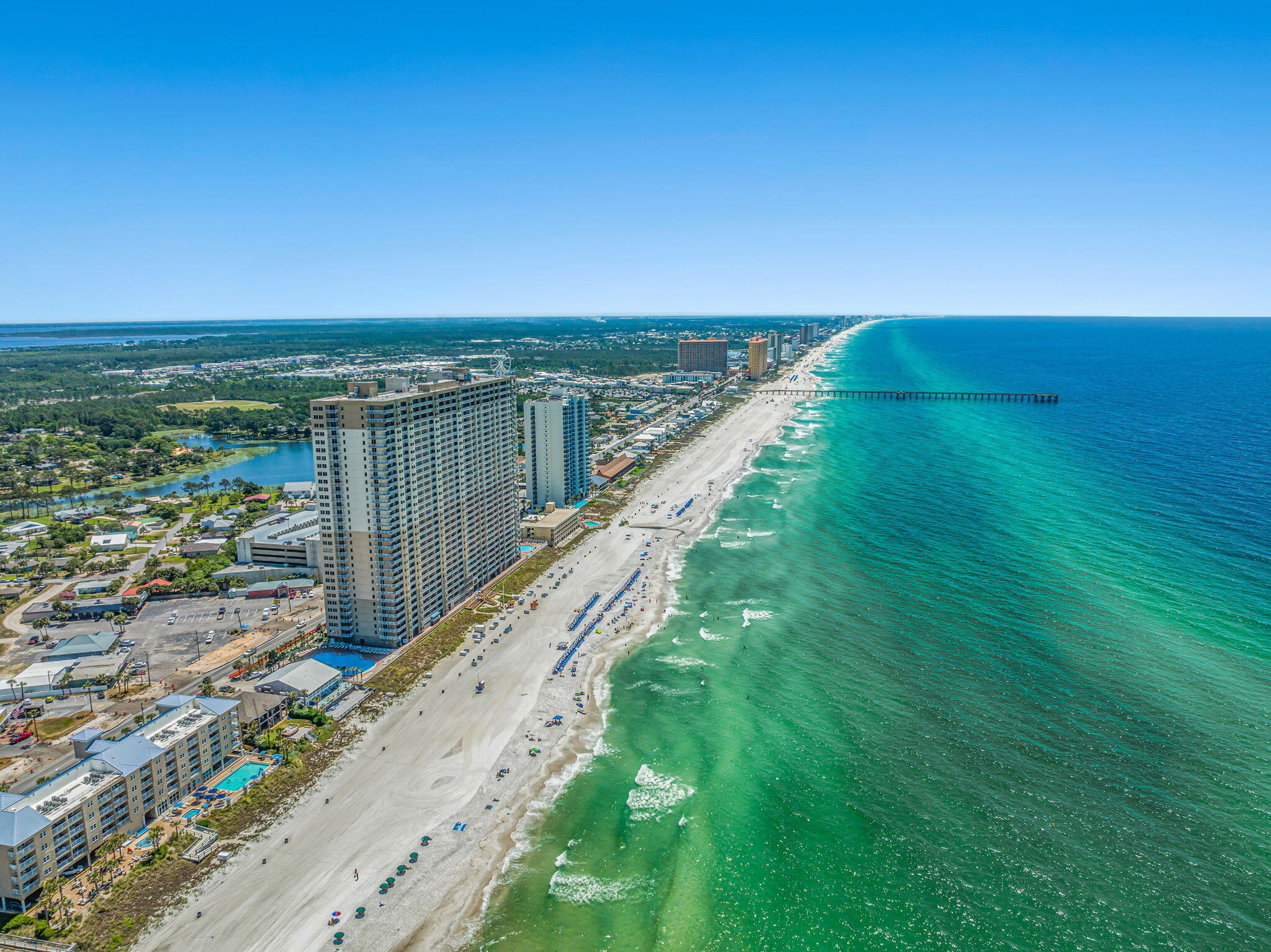 16819 Front Beach Road, Unit 2116 Panama City Beach, FL 32413 - Photo 26 of 51 a view of a city and a lake view