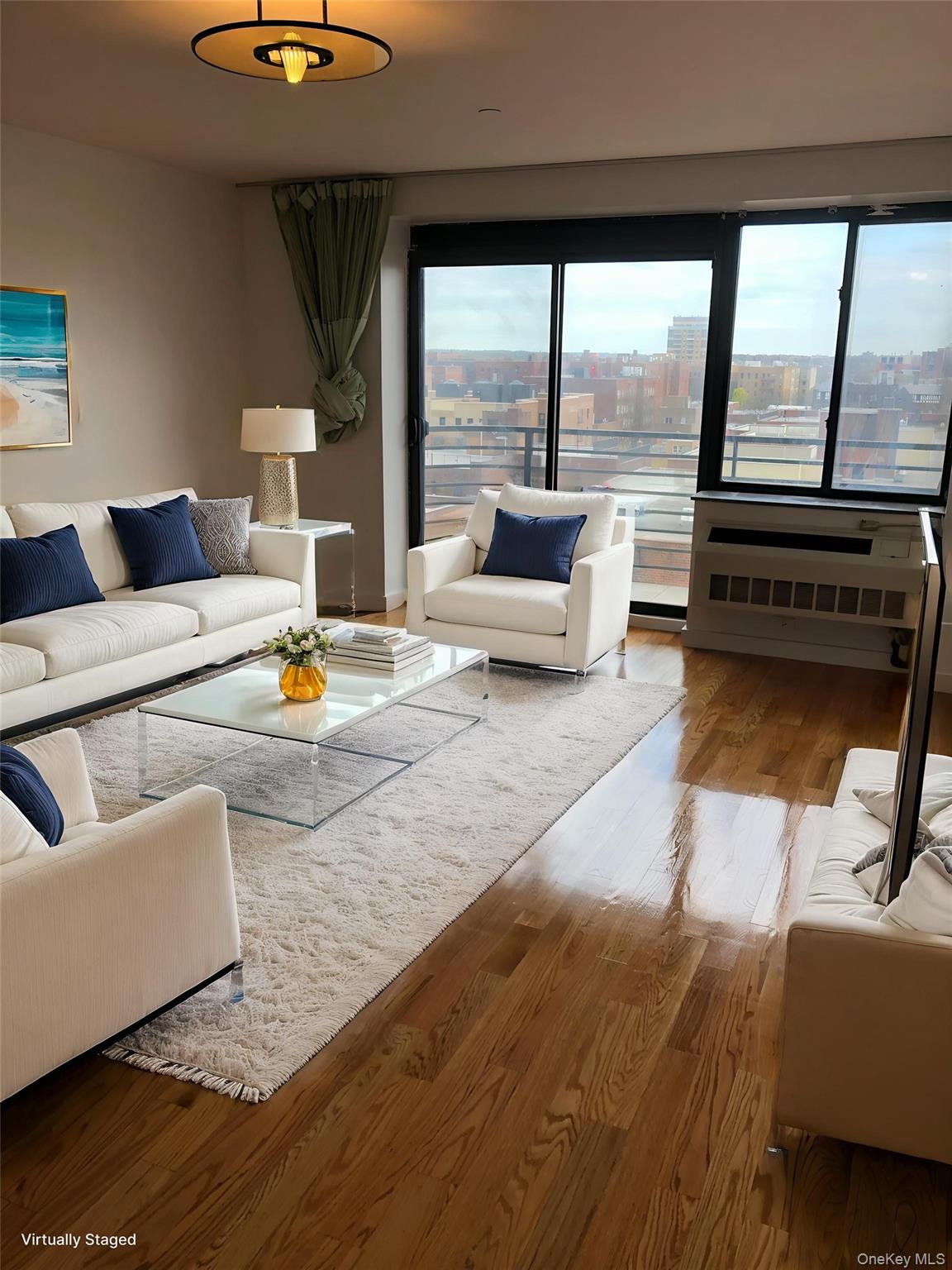 132-35 41st Road, Unit 10A Queens, NY 11355 - Photo 13 of 18 Living area featuring wood finished floors and a city view
