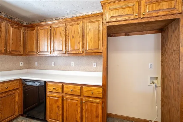 a kitchen with a window