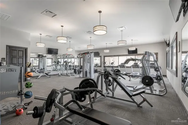 a view of a room with gym equipment
