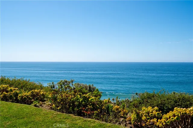 a view of an ocean with a big yard