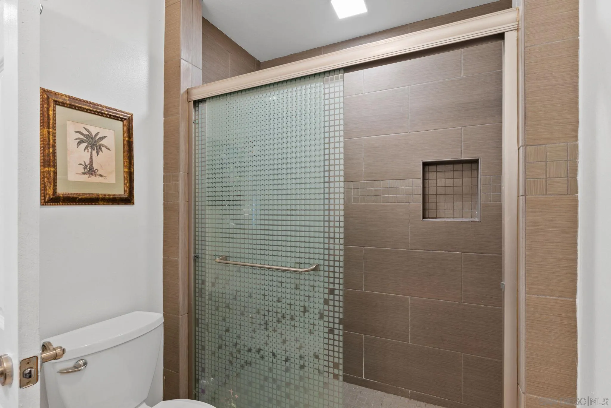5492 Redding Road San Diego, CA 92115 - Photo 33 of 74 a bathroom with a shower and a toilet