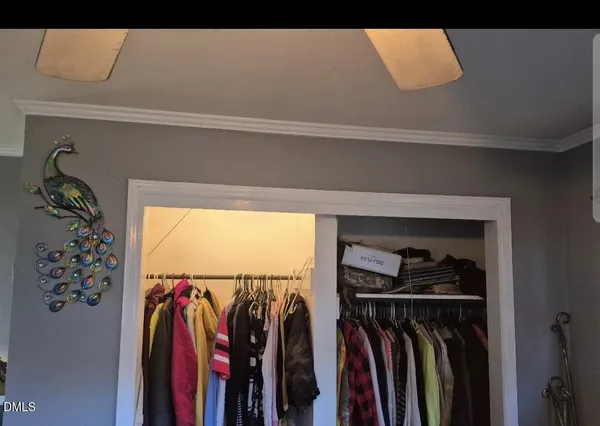 a view of a hallway with windows