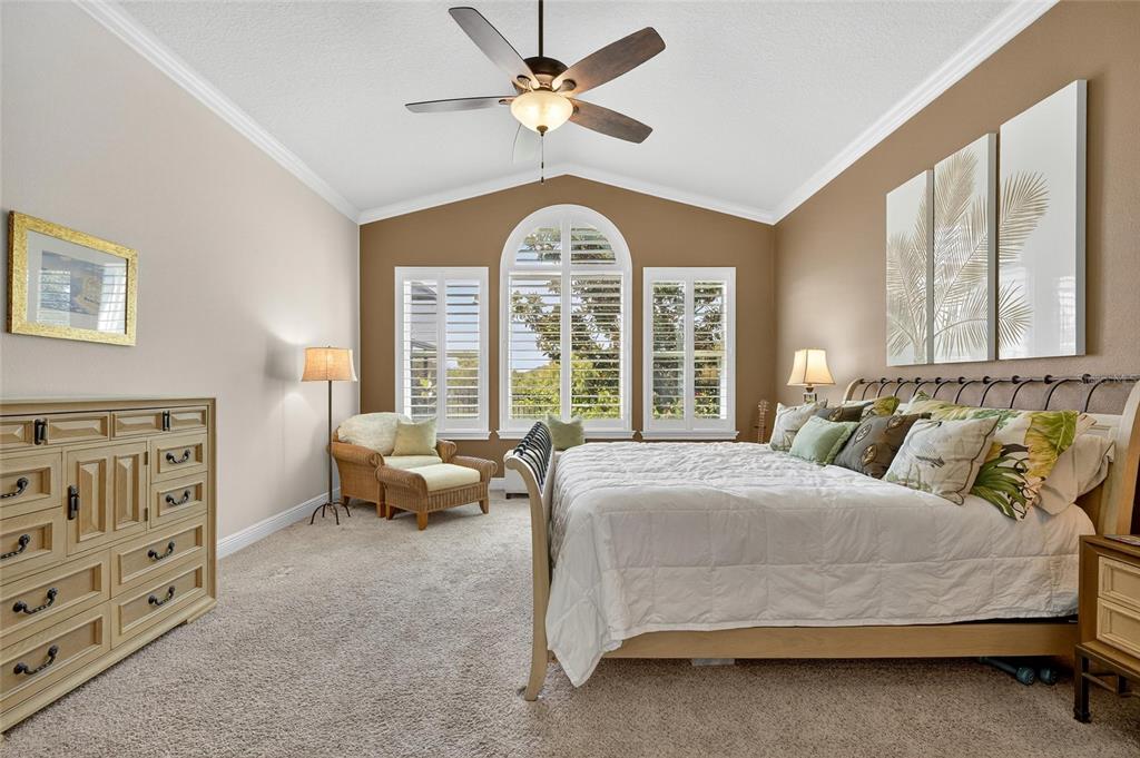 6903 Crestpoint Drive Apollo Beach, FL 33572 - Photo 45 of 95 a bedroom with a large bed and a chandelier
